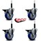 Service Caster 4'' Blue Poly Swivel 3/4'' Expanding Stem Caster Set with Brake, 4PK SCC-EX20S414-PPUB-BLUE-PLB-34-4 - alternate 4